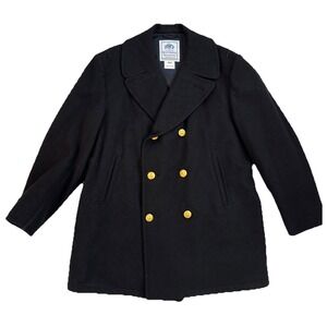 Quarterdeck Collection Black Wool Pea Coat Size 48R